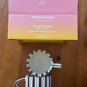 NOON & MOON Cherry Lacquer Striped Ceramic Mug - Set of 2